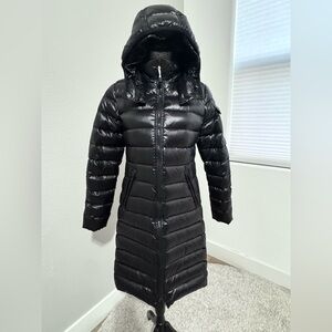 Moncler Moka Long Down Coat Black Size 1 Authentic LAMPO Zip